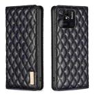 For Xiaomi Redmi 10C Diamond Lattice Magnetic Leather Flip Phone Case(Black) - 1