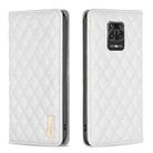 For Xiaomi Redmi Note 9 Pro Max Diamond Lattice Magnetic Leather Flip Phone Case(White) - 1