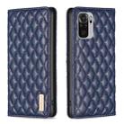 For Xiaomi Redmi Note 10 4G / 10S Diamond Lattice Magnetic Leather Flip Phone Case(Blue) - 1