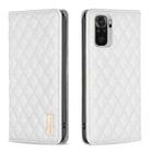 For Xiaomi Redmi Note 10 4G / 10S Diamond Lattice Magnetic Leather Flip Phone Case(White) - 1