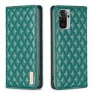 For Xiaomi Redmi Note 10 4G / 10S Diamond Lattice Magnetic Leather Flip Phone Case(Green) - 1