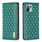 For Xiaomi Mi 11 Lite Diamond Lattice Magnetic Leather Flip Phone Case(Green) - 1