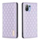 For Xiaomi Mi 11 Lite Diamond Lattice Magnetic Leather Flip Phone Case(Purple) - 1