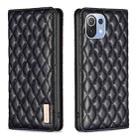 For Xiaomi Mi 11 Lite Diamond Lattice Magnetic Leather Flip Phone Case(Black) - 1