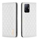 For Xiaomi 11T / 11T Pro Diamond Lattice Magnetic Leather Flip Phone Case(White) - 1