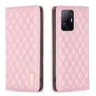 For Xiaomi 11T / 11T Pro Diamond Lattice Magnetic Leather Flip Phone Case(Pink) - 1