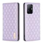 For Xiaomi 11T / 11T Pro Diamond Lattice Magnetic Leather Flip Phone Case(Purple) - 1