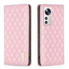 For Xiaomi 12 Lite Diamond Lattice Magnetic Leather Flip Phone Case(Pink) - 1