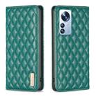 For Xiaomi 12 Pro Diamond Lattice Magnetic Leather Flip Phone Case(Green) - 1