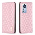 For Xiaomi 12 Pro Diamond Lattice Magnetic Leather Flip Phone Case(Pink) - 1