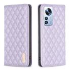 For Xiaomi 12 Pro Diamond Lattice Magnetic Leather Flip Phone Case(Purple) - 1