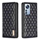 For Xiaomi 12 Pro Diamond Lattice Magnetic Leather Flip Phone Case(Black) - 1