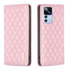 For Xiaomi 12T / 12T Pro / Redmi K50 Ultra Diamond Lattice Magnetic Leather Flip Phone Case(Pink) - 1