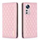 For Xiaomi 12 Diamond Lattice Magnetic Leather Flip Phone Case(Pink) - 1