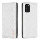 For Xiaomi Poco M3 Diamond Lattice Magnetic Leather Flip Phone Case(White) - 1