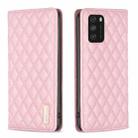 For Xiaomi Poco M3 Diamond Lattice Magnetic Leather Flip Phone Case(Pink) - 1