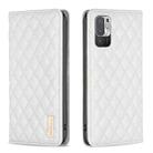 For Xiaomi Poco M3 Pro Diamond Lattice Magnetic Leather Flip Phone Case(White) - 1