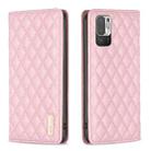 For Xiaomi Poco M3 Pro Diamond Lattice Magnetic Leather Flip Phone Case(Pink) - 1