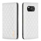 For Xiaomi Poco X3 / X3 NFC Diamond Lattice Magnetic Leather Flip Phone Case(White) - 1