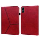 For Xiaomi Redmi Pad 10.61 2022 Solid Color Embossed Striped Leather Case(Red) - 1