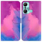 For Infinix Hot 12 Pro Watercolor Pattern Flip Leather Phone Case(Purple Red) - 1