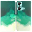 For Infinix Hot 12 Pro Watercolor Pattern Flip Leather Phone Case(Cyan Green) - 1