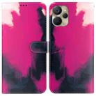 For Realme 9i 5G Watercolor Pattern Flip Leather Phone Case(Berry Color) - 1