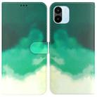 For Xiaomi Redmi A1 Watercolor Pattern Flip Leather Phone Case(Cyan Green) - 1
