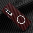 For Samsung Galaxy Z Fold4 5G Carbon Fiber Texture MagSafe Magnetic Phone Case(Red) - 1