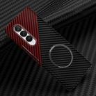 For Samsung Galaxy Z Fold4 5G Carbon Fiber Texture MagSafe Magnetic Phone Case(Black Red) - 1