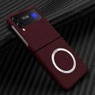 For Samsung Galaxy Z Flip4 5G Carbon Fiber Texture MagSafe Magnetic Phone Case(Red) - 1