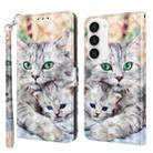 For Samsung Galaxy S23 5G 3D Painted Leather Phone Case(Two Loving Cats) - 1