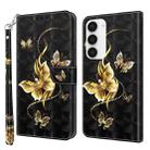 For Samsung Galaxy S23 5G 3D Painted Leather Phone Case(Golden Swallow Butterfly) - 1
