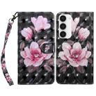 For Samsung Galaxy S23 5G 3D Painted Leather Phone Case(Pink Flower) - 1