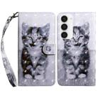 For Samsung Galaxy S23 5G 3D Painted Leather Phone Case(Smile Cat) - 1