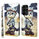 For Samsung Galaxy S23 Ultra 3D Painted Leather Phone Case(Naughty Cat) - 1