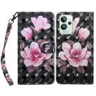For Realme GT2 Pro 3D Painted Leather Phone Case(Pink Flower) - 1
