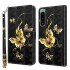 For Sony Xperia 5 IV 3D Painted Leather Phone Case(Golden Swallow Butterfly) - 1