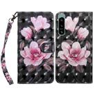 For Sony Xperia 5 IV 3D Painted Leather Phone Case(Pink Flower) - 1