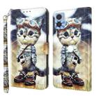 For Motorola Moto E22 3D Painted Leather Phone Case(Naughty Cat) - 1