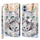 For Motorola Moto E22 3D Painted Leather Phone Case(Two Loving Cats) - 1