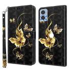 For Motorola Moto E22 3D Painted Leather Phone Case(Golden Swallow Butterfly) - 1