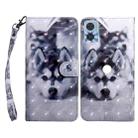 For Motorola Moto E22 3D Painted Leather Phone Case(Husky) - 1