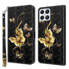 For Honor X8 4G 3D Painted Leather Phone Case(Golden Swallow Butterfly) - 1