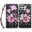 For Honor X8 4G 3D Painted Leather Phone Case(Pink Flower) - 1