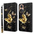 For Honor 50 3D Painted Leather Phone Case(Golden Swallow Butterfly) - 1