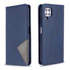 For Huawei P40 Lite Rhombus Texture Horizontal Flip Magnetic Leather Case with Holder & Card Slots & Wallet(Blue) - 1