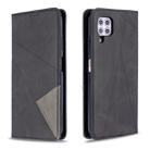 For Huawei P40 Lite Rhombus Texture Horizontal Flip Magnetic Leather Case with Holder & Card Slots & Wallet(Black) - 1