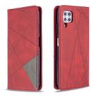 For Huawei P40 Lite Rhombus Texture Horizontal Flip Magnetic Leather Case with Holder & Card Slots & Wallet(Red) - 1