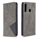 For Huawei P40 Lite E / Y7P Rhombus Texture Horizontal Flip Magnetic Leather Case with Holder & Card Slots & Wallet(Grey) - 1